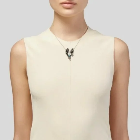 𝐀𝐋𝐄𝐗𝐈𝐒 𝐁𝐈𝐓𝐓𝐀𝐑 Labradorite & Crystal Love Birds Pendant Necklace - Picture 3 of 11